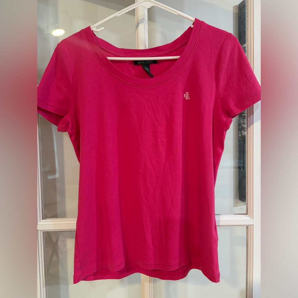 Lauren Ralph Lauren Pink Short Sleeve Tee 100% Cotton Crew Neck Preppy